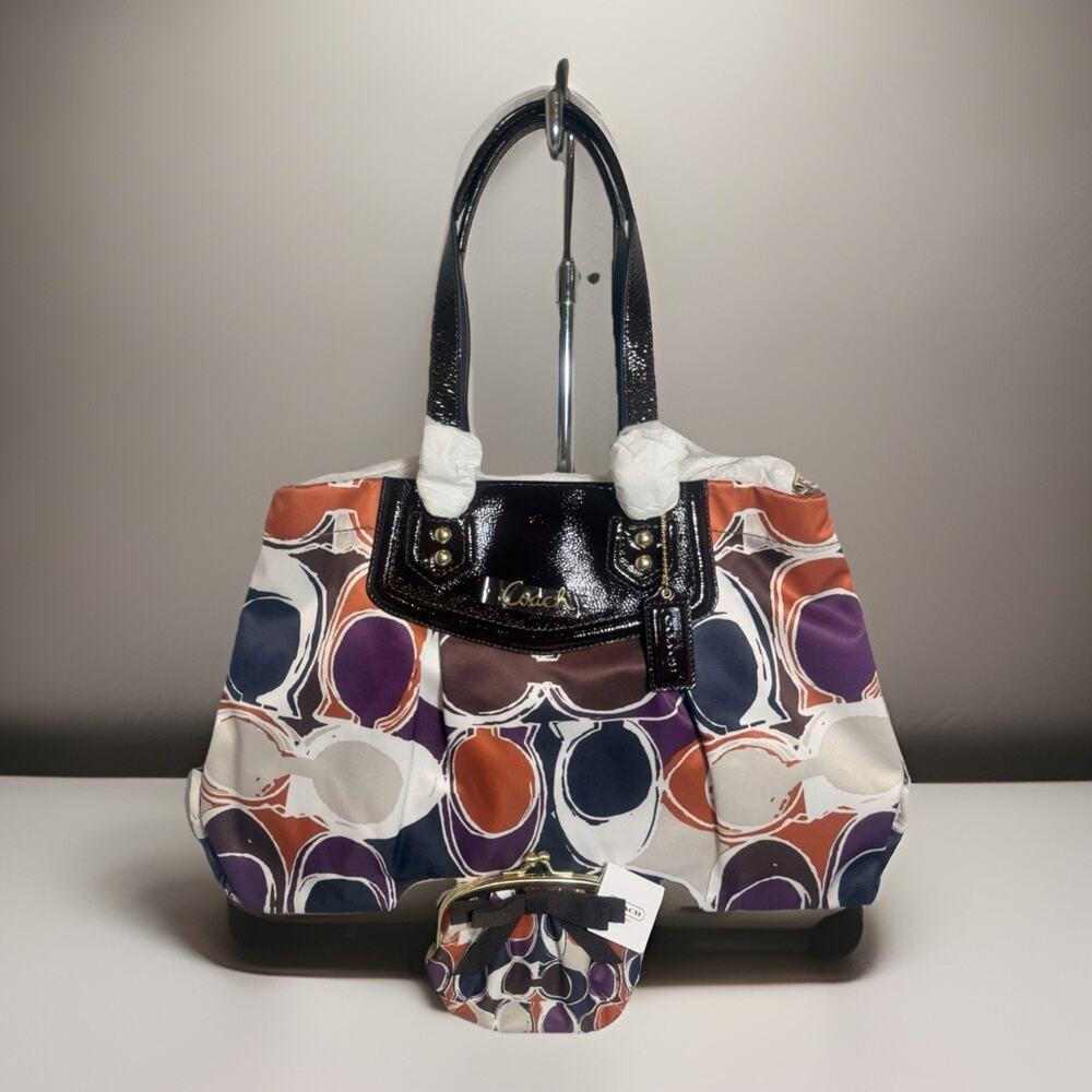 NWT Rare Coach F20113 Scarf Print Satchel & F62058 Coin Purse Set - Picture 4 of 14